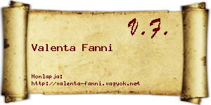 Valenta Fanni névjegykártya
